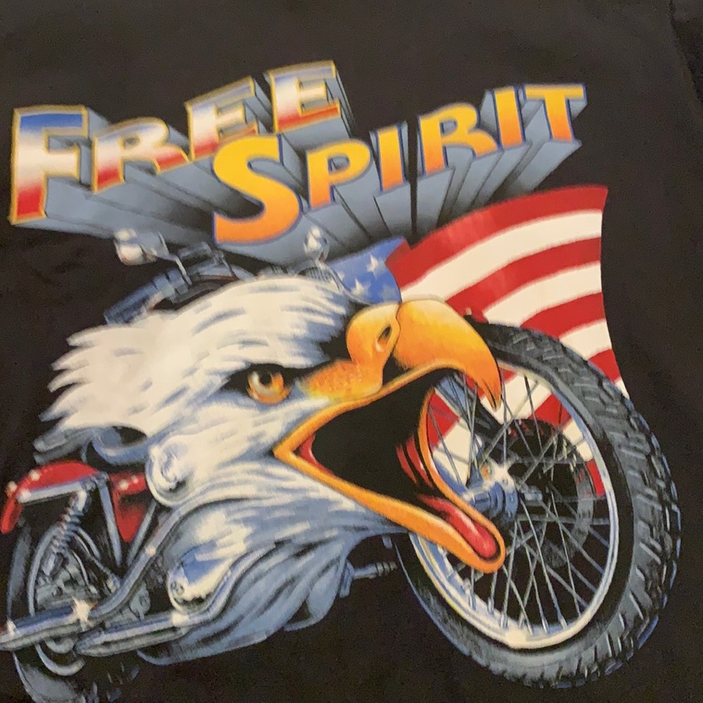 Best single stitch free spirit Harley motorcycle t shirt eagle l